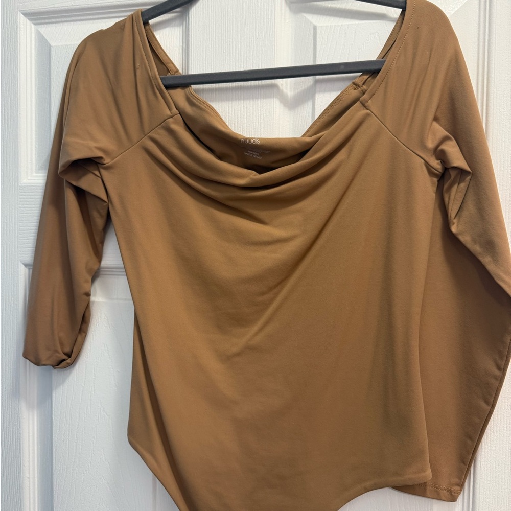 Nuuds Off Shoulder Tan Bodysuit